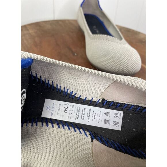 Rothy’s The Flat Birdseye Flax Grey Women's 6.5 Ballet Flats Retired Round Toe - Picture 8 of 8